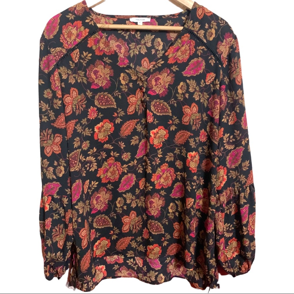 Maurice’s Floral V Neck Raglan Sleeve Blouse L